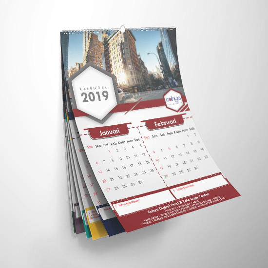 Cetak Kalender Dinding 7 Lembar Ap 120 gsm Klem Seng