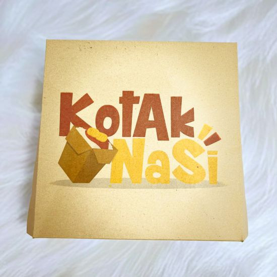 Packaging Box Nasi/Makanan Craft + Print ( 20cm x 20cm x 7cm )