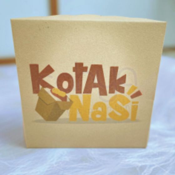 Packaging Box Nasi/Makanan Craft + Print ( 20cm x 20cm x 7cm )